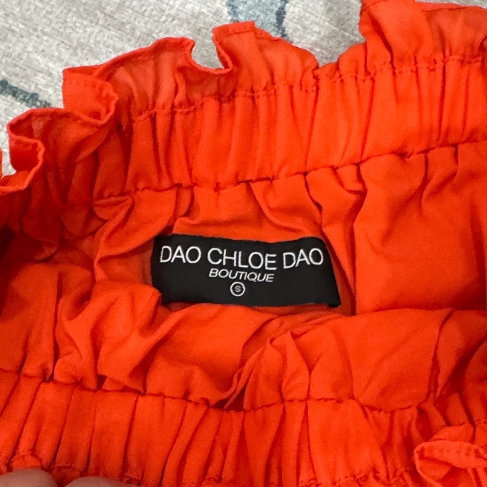 Chloe Dao Ruffled Mini Skirt in Vibrant Orange - Picture 2 of 3